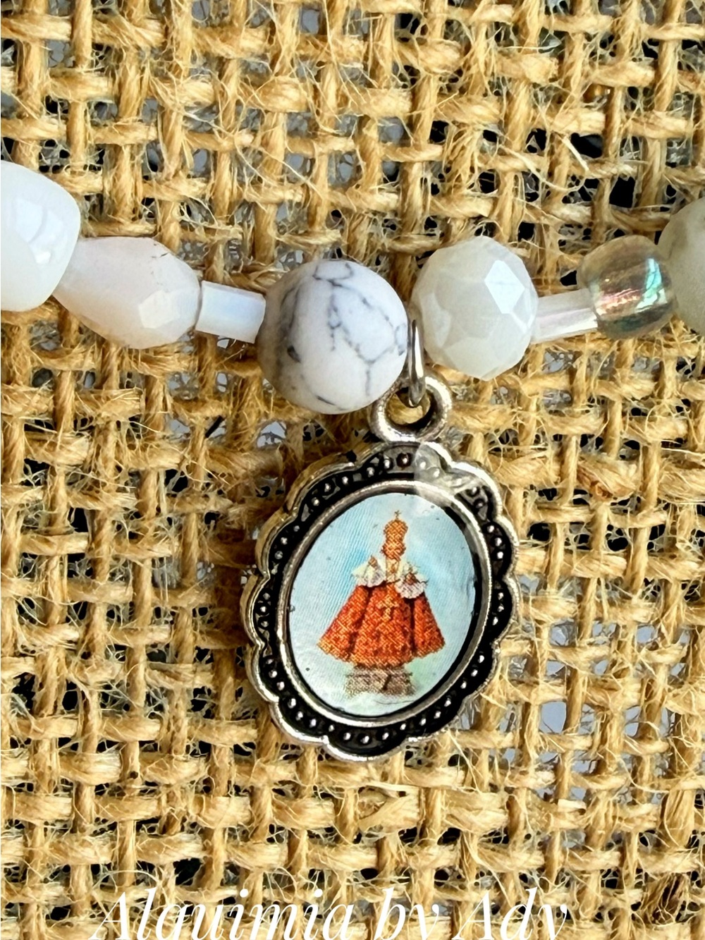 BEADED SILVER + white Howlite statement necklace